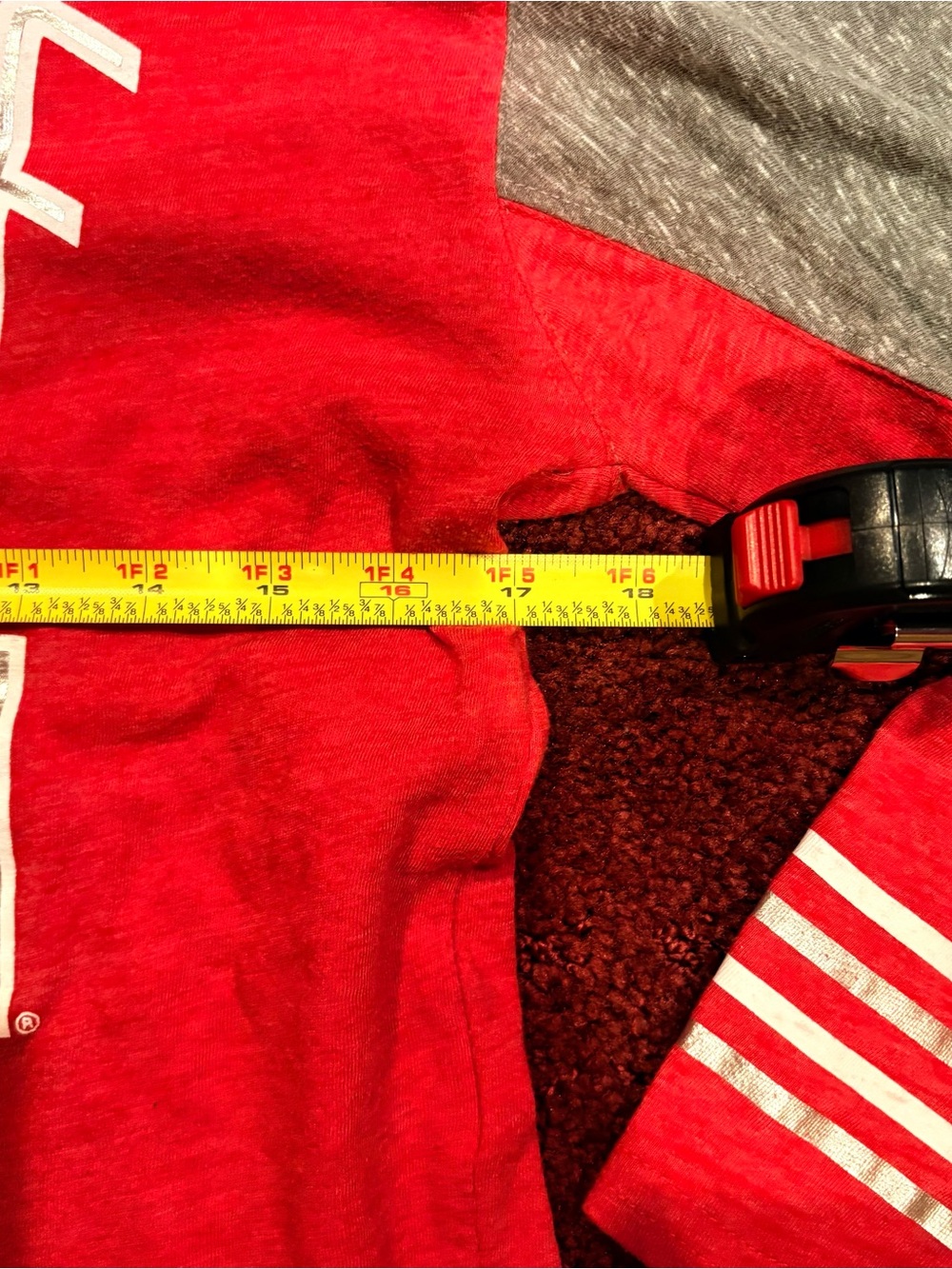 Rivalry Threads Red and Gray Raglan Tee 3/4 Sleeve - Picture 3 of 5